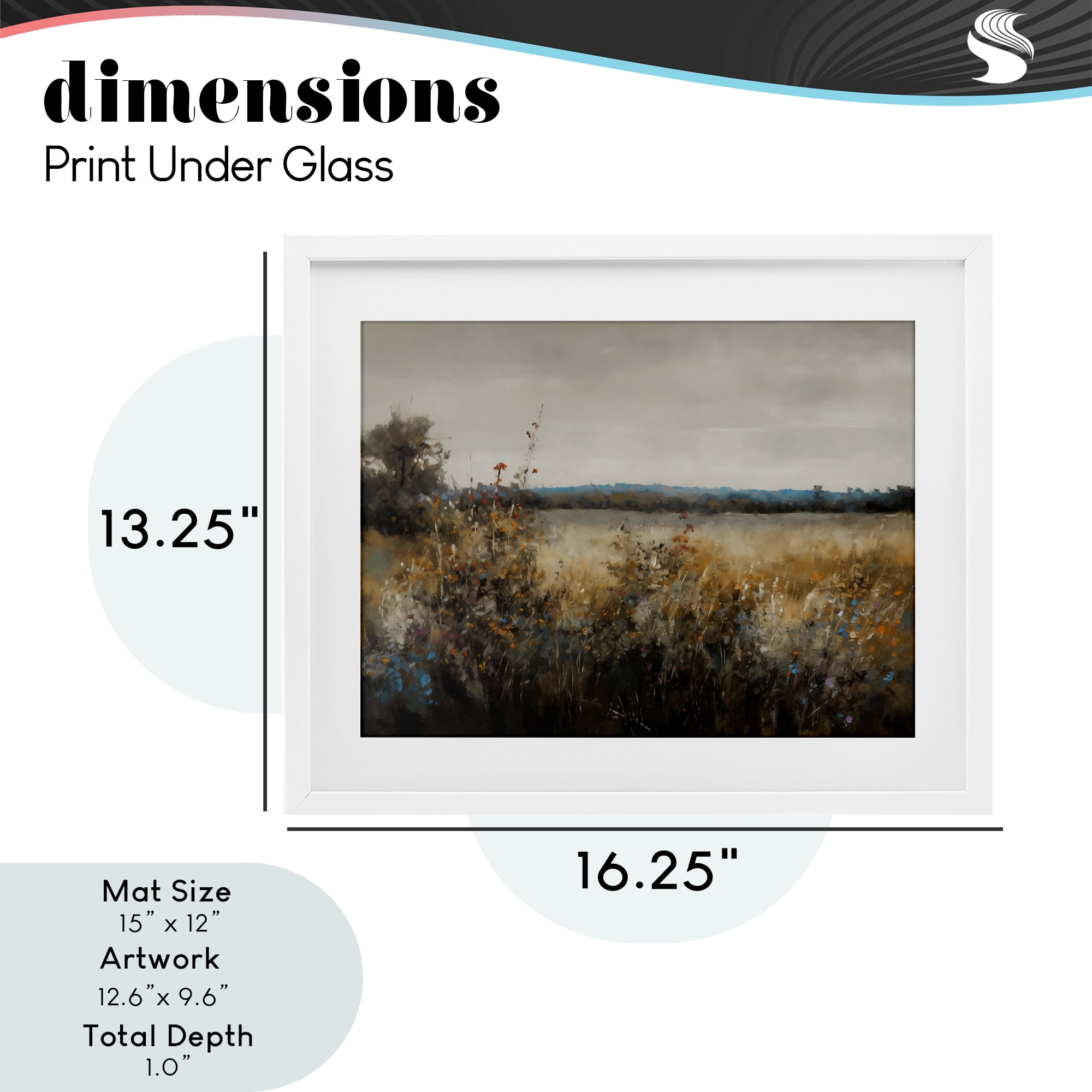 Stupell Industries Abstract Grunge Meadow White Framed Print Under Glass, design by Creative Studio