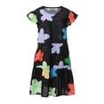 thumbnail image 4 of Robe d'Été Décontractée à Col Rond pour Femmes, Imprimé Floral, Manches Courtes, Robe Midi Décontractée pour l'Automne, 4 of 5