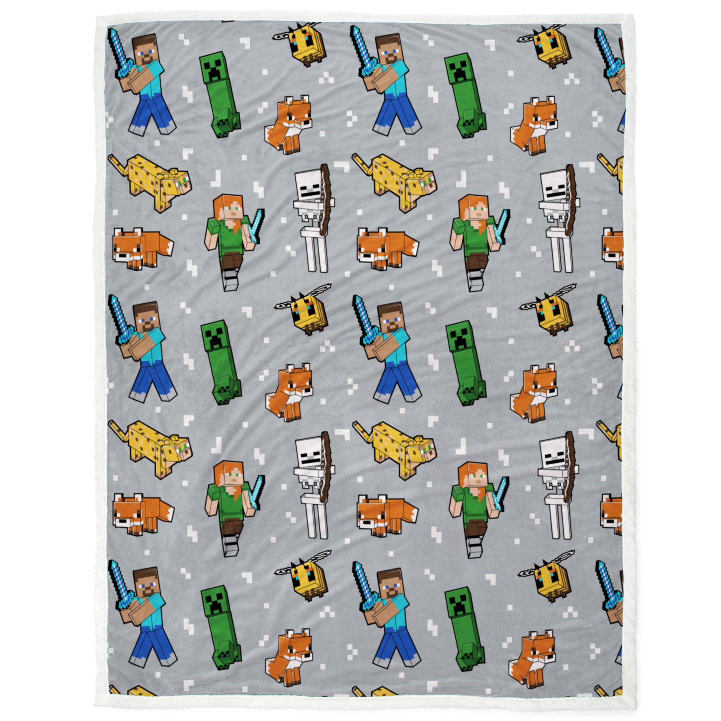 Minecraft Silk Touch Blanket with Sherpa Fleece Back, 50" x 70"
