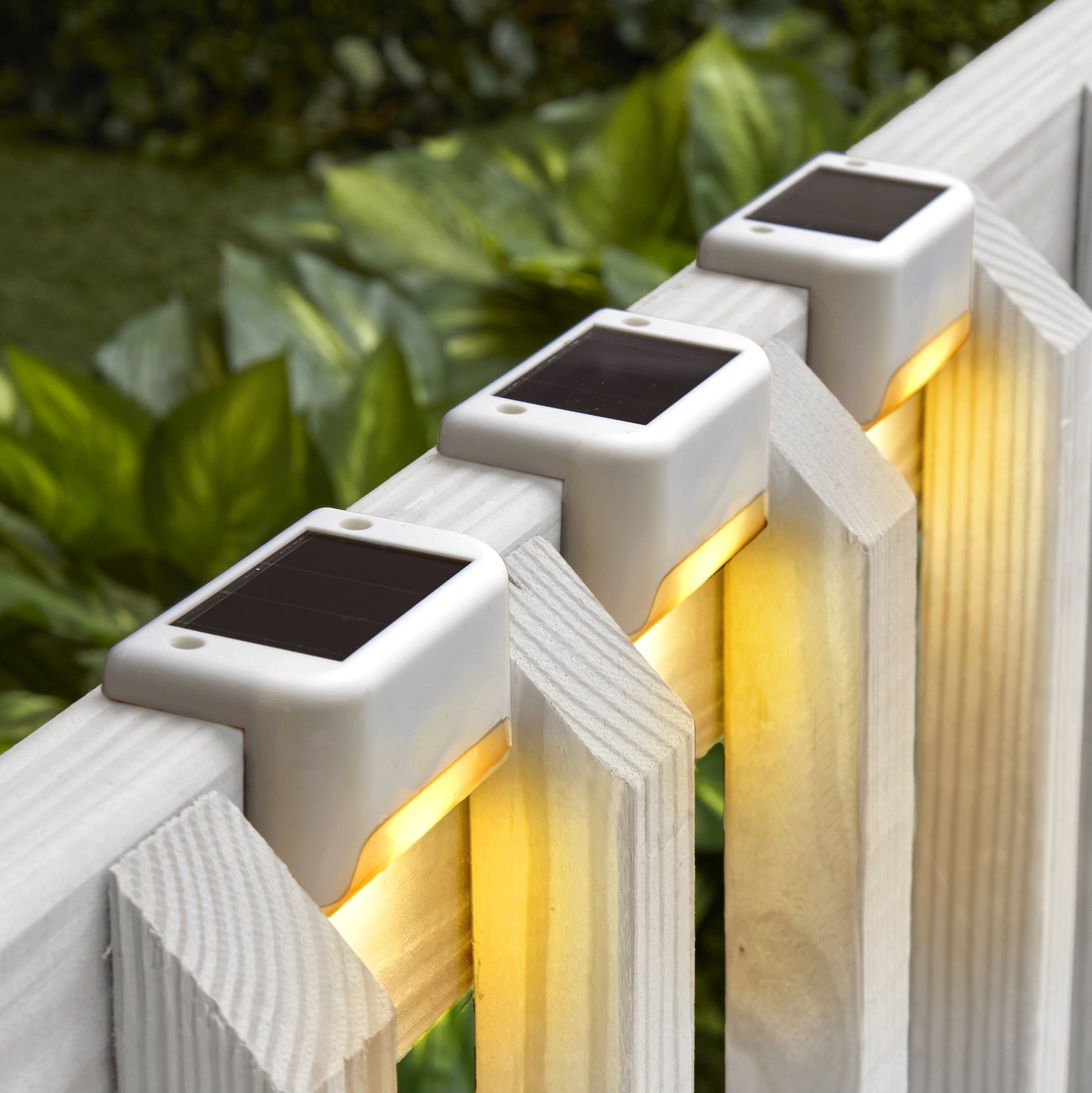 Set of 3 Solar Crystal-Like Stainless Steel Clip-On Porch Deck Railing Lights 
