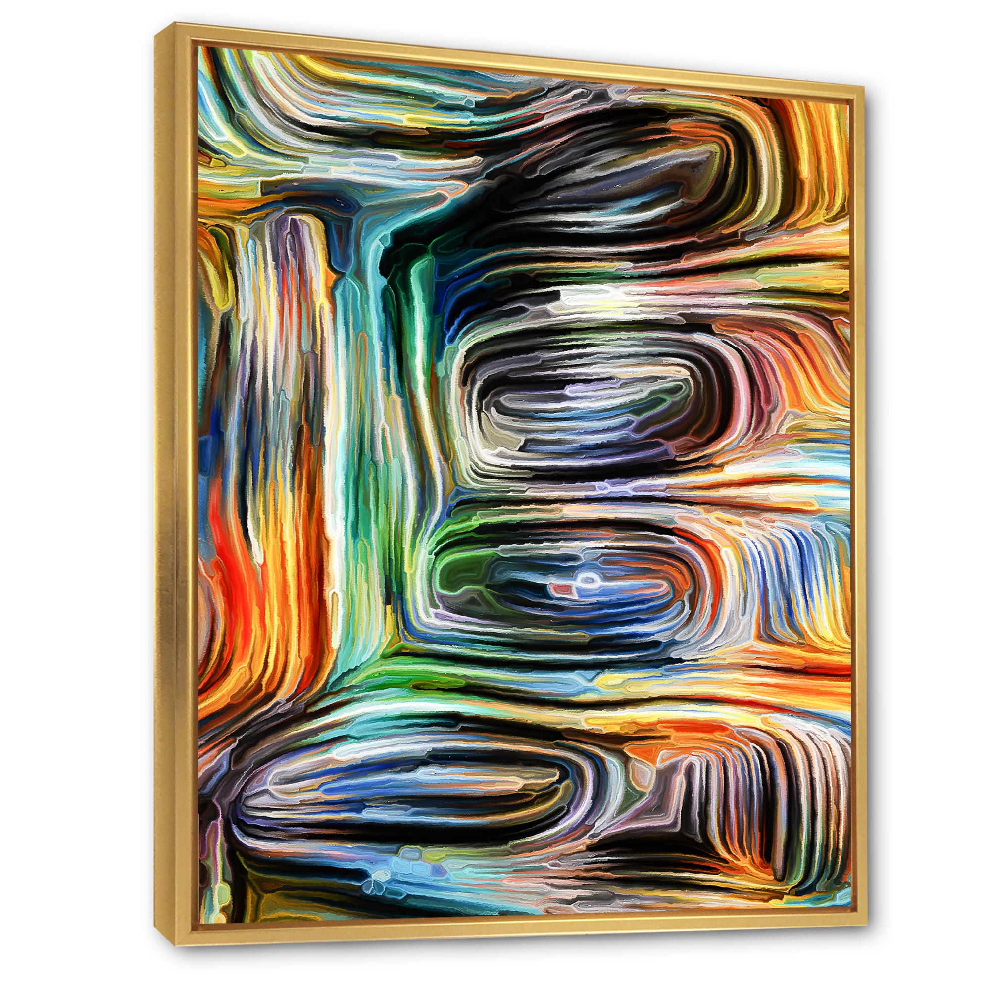 Designart 'Colour Spiral Fusion VII' Modern Framed Canvas Wall Art Print