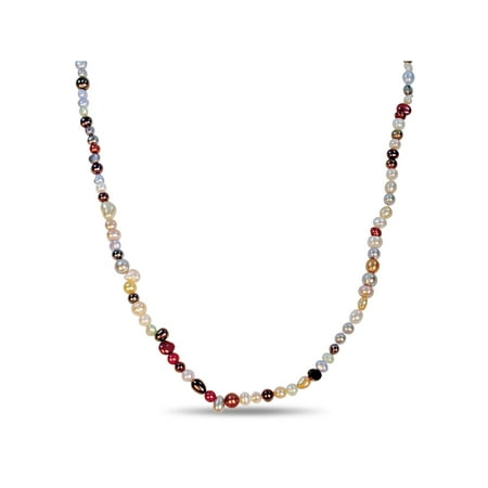 Multi Strand Freshwater Pearl Necklace - 5-8mm Multi-Color Cultured Freshwater Pearl Endless Strand Necklace, 36