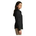 thumbnail image 3 of Port & Company Womens Carefree Poplin Long Sleeve Shirt Deep Black Small, 3 of 4