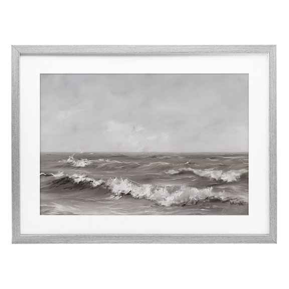 Stupell Industries Monochrome Sea Ripples Gray Framed Print Under Glass, design by Jacky Ngan