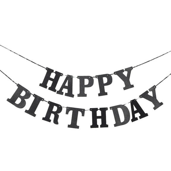 STRANDCHIC Black Bunting Banner for Birthday Party Decorations and Kindergarten Celebration, 1 Set, and Reusable