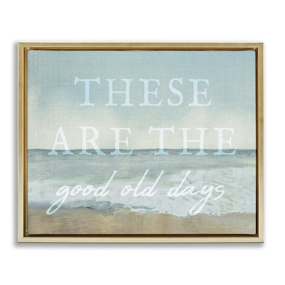Stupell Industries Cottage Good Days Coastal Phrase Gold Floating Frame Canvas Art, 31 x 25, by Lil' Rue