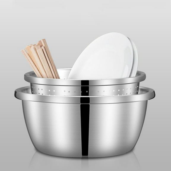 HEMOTON 304 Stainless Steel Fruit Colander Bowl for Washing and Draining, Kitchen Strainer for Fruits and Vegetables