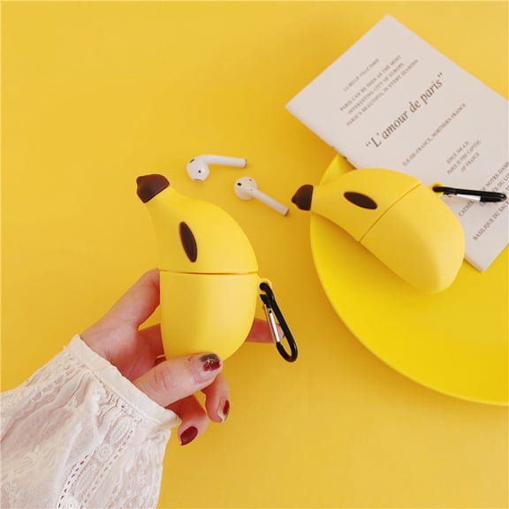 Creative Banana Shaped Silicone Earphone Case, Shockproof Cover Compatible with AirPods 1/2/3/4, AirPods Pro & AirPods Pro 3