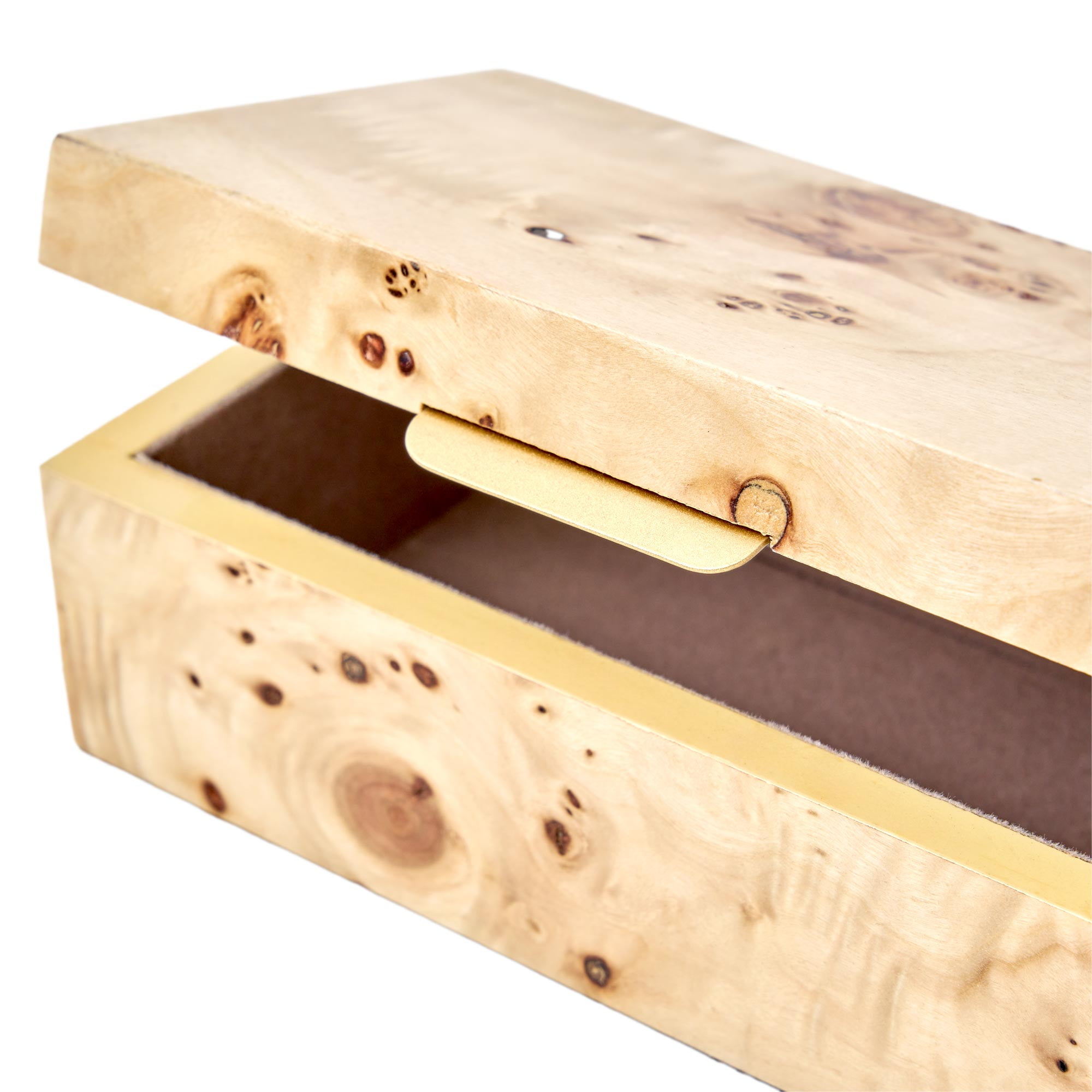 Beautiful by Drew Burl Wood Tabletop Storage Box, Decorative Jewelry Organizer with Lid, Natural Keepsake Box for Dresser or Shelf, 7.5x4.25