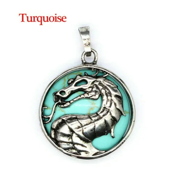 Natural Round Crystal Chinese Dragon Pendant Stone Jewelry Healing Reiki Gift