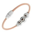 thumbnail image 2 of Fashion Alloy Silver-Tone Rose Gold-Tone White CZ Twisted Cable Bangle Bracelet, 2 of 3