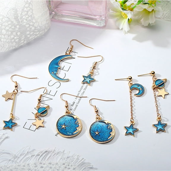 LULULION 6 Pairs of Dangle Earrings for Women Alloy Blue Ear Decoration for Home Travel Work