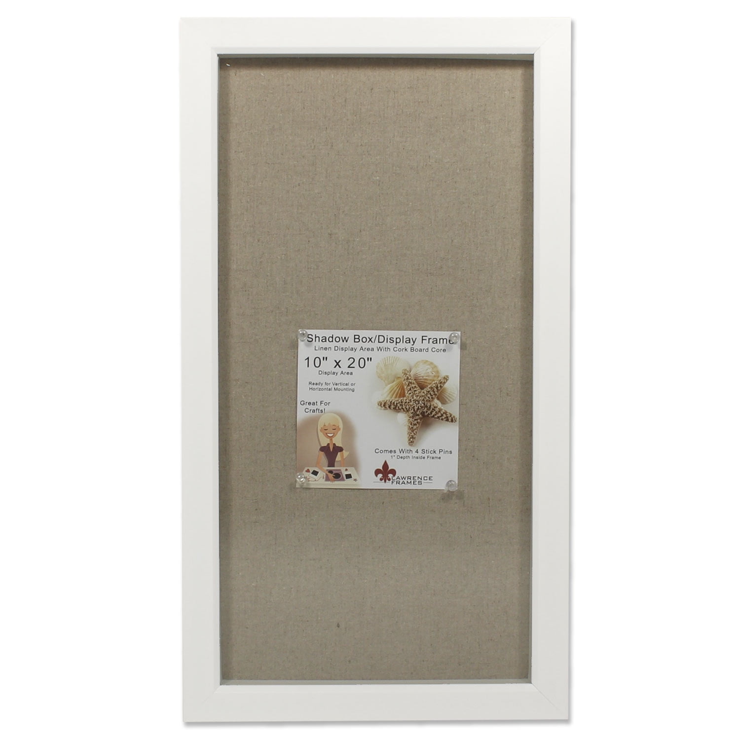 Shadow Boxes Pins 12x12 Display Shadow Box Frame with Linen Background & 8 Stick Pins Box