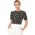 thumbnail image 1 of AllegK Top Floral Informal De ManCorFruncido PaMujer Negro XS, 1 of 6