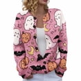 thumbnail image 2 of Pyhlmscde Women's Halloween Printed Sweater Casual Knit Cardigan, Womens Tops, Halloween Sweaters for Women, Cardigan Sweaters for Women, 2 of 6