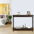 thumbnail image 2 of SuperDeal Dark Brown Console Table 2-Tier MDF Entryway Table X-Design Storage Display Shelf Indoor, 2 of 11