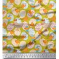 thumbnail image 1 of Soimoi Georgette Viscose Fabric Egg,Chick & Hen Kids Printed Craft Fabric by The Yard 42 Inch Wide, 1 of 1