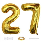 Xihuimay Number 27 Balloons 40 inch Digital Balloon Alphabet 27 Birthday Balloons Digit 27 Helium Balloons Big Balloons for Birthday Party Supplies Wedding Bachelorette Bridal Shower, Gold Number 27