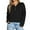 Black, variant on Womens Oversized Casual Tunic Button Down V Neck Hoodies Oversized Pullover Sweatshirts Hooded Tops with Pockets