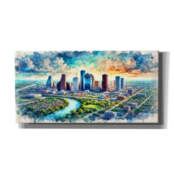 Epic Graffiti 'Houston Watercolor' by Rey Klimt Canvas Wall Art, 40" x 20"