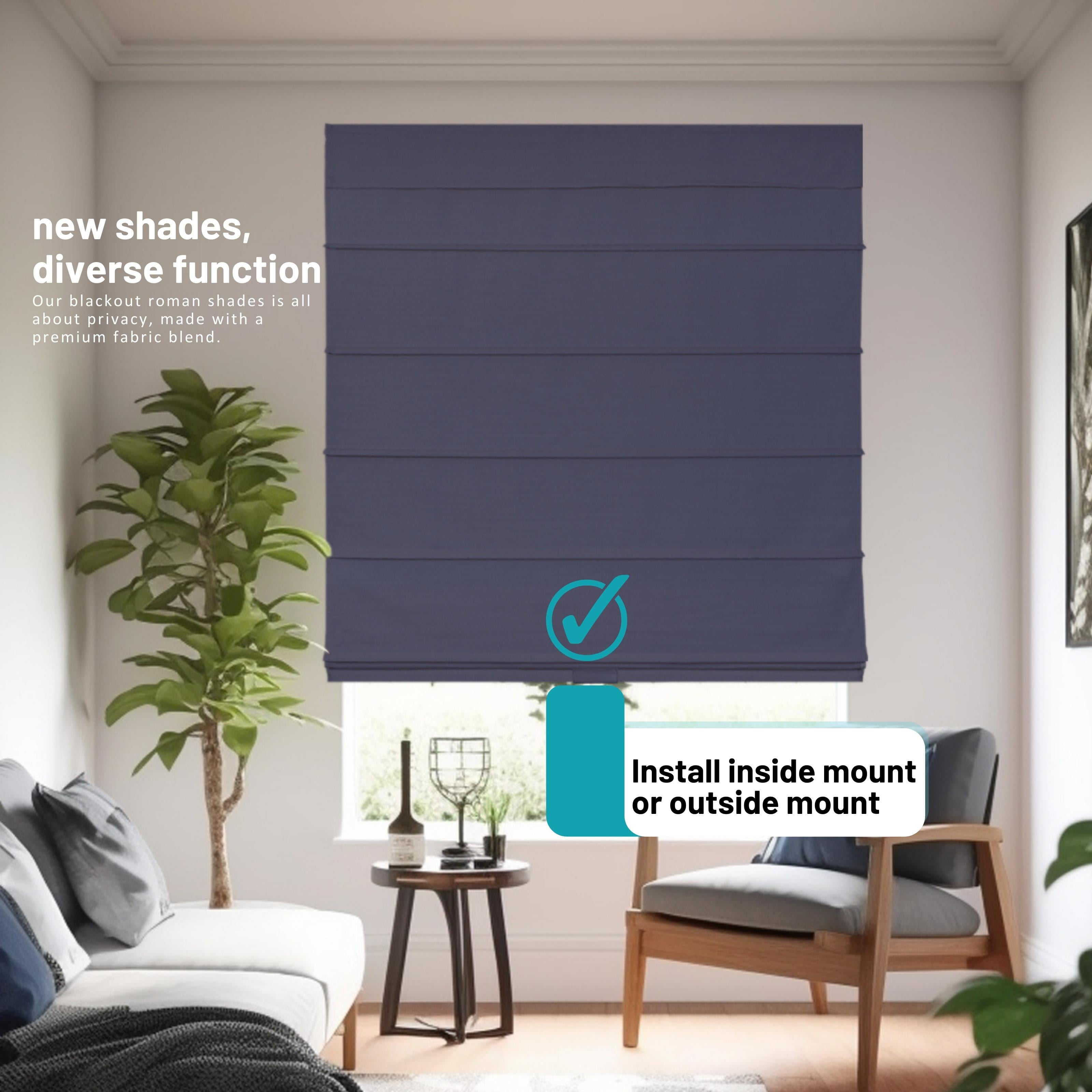 Chicology Cordless Roman Shades, Navy (Blackout), 48"W X 64"H