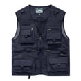 thumbnail image 5 of Men's Sleeveless Vest Multi Pocket Quick Dry Nylon V-Neck Workwear Photography Mountaineering Journalist Outdoor Casual Utility Fishing Hiking Travel | Zenithor,Dark Blue 5XL, 5 of 9