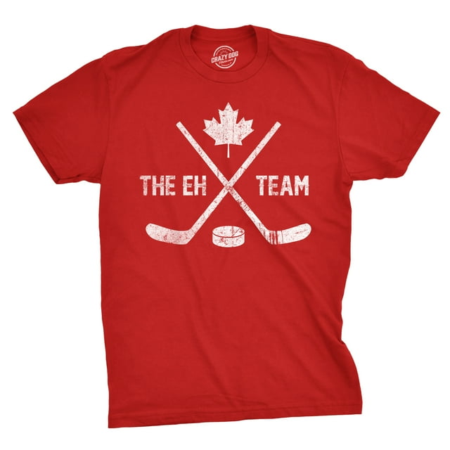 T-shirt Graphique Cool Drôle pour Hommes The Eh Team Canadian Hockey Sticks Cadeau Canada (Rouge) - L