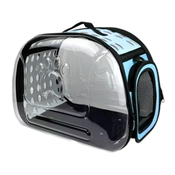 Jaula transportadora para perros y gatos, bolsa para mascotas, plegable, con correa para el hombro, bolsa de transporte transpirable, bolsa de hombro azul