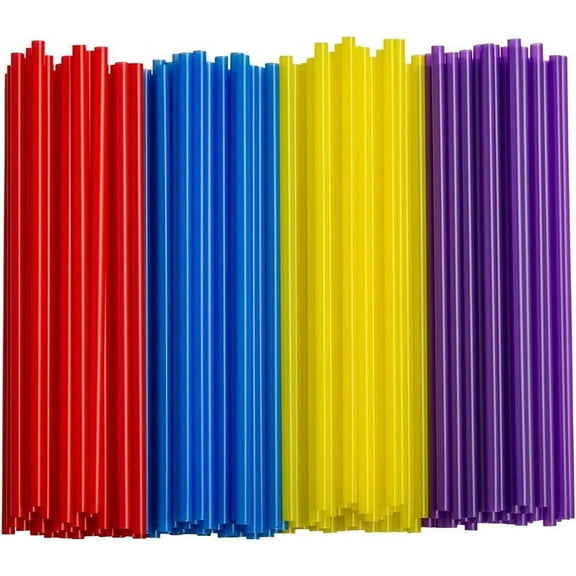 Comfy Package Plastic Straws Disposable Cocktail Straws, 250-Pack, 7.75" High - Assorted Colors