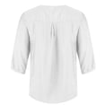 thumbnail image 6 of Womens Tops 3/4 Sleeve Cotton and Linen V Neck Embroidered Casual Loose Top Fashion Shirt, 6 of 6