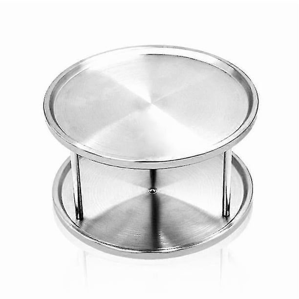 Stainless Steel 2-layer Rotating Seasoning Bottle Kitchen Storage Rack Organizer
