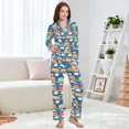 thumbnail image 4 of FORMRS Womens Pajama Set Long Sleeve Top and Pants with Pockets Soft Comfy Lounge Sleepwear, Sizes S-2XL, Blue Cute Train Pattern, 4 of 7