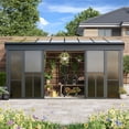 thumbnail image 3 of Erinnyees 10' x 16' Wall Mounted Sunroom Gazebo,All-Season Patio Gazebo Sunroom with Side Door,Outdoor Permanent Sunroom,Grey, 3 of 8