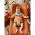 thumbnail image 5 of RUINIXCW Newborn Baby Girl Halloween Outfit Waffled Striped Bubble Romper Letter Ghost Pumpkin Embroidery Print Short Sleeve Smocked Bodysuits Jumpsuits, 5 of 9