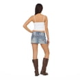 thumbnail image 5 of Forever 21 Women’s Denim Mini Skirt with Rhinestone Accents and Embroidered Back Pocket Detail, Casual Y2K-Inspired Jean Skirt, XS-XL, 5 of 6