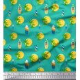 thumbnail image 1 of Soimoi Modal Satin Fabric Skull,Sun & Palm Tree Nature Printed Fabric 1 Yard 42 Inch Wide, 1 of 3