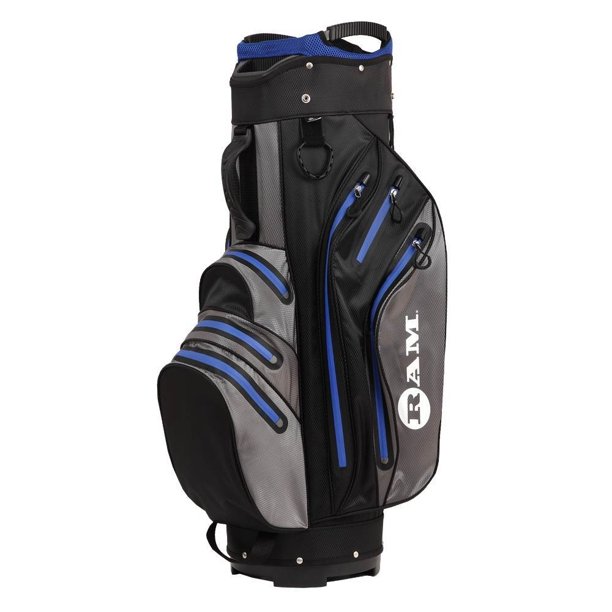 Ram Golf Waterproof Cart Bag 14 Way Club Dividers Black/Grey/Blue