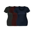 thumbnail image 2 of Emmalise Women's Short Sleeve Tshirt Scoop Neck Tee Value Set (3Pk, Blk, Burgundy, Navy, Small), 2 of 6