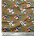 thumbnail image 1 of Soimoi Brown Velvet Fabric Stripe,Pink Floral & Peacock Bird Print Sewing Fabric BTY 58 Inch Wide, 1 of 1