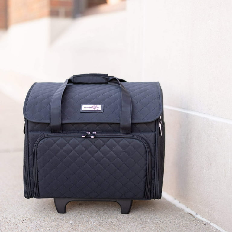 18 Black Quilted Teacher Rolling Tote Rolling Craft Bags Storage Organization