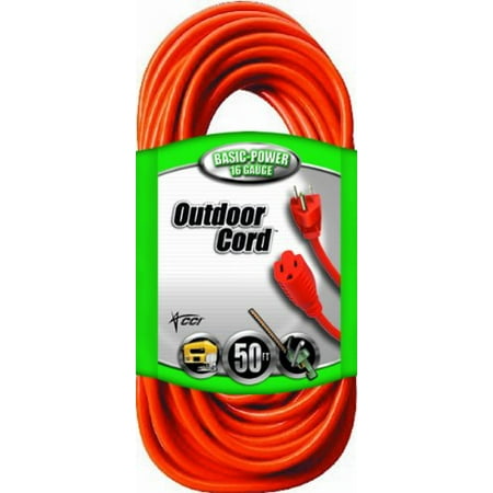 Coleman Cable 16 3 Vinyl Outdoor Extension Cord Orange 50 Feet