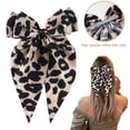 thumbnail image 4 of Xinwanna Women Hair Pin Bowknot Decor Leopard Print Satin Ribbon Bow Hair Barrette Large Bow Clip Hair Accessories (Beige), 4 of 12