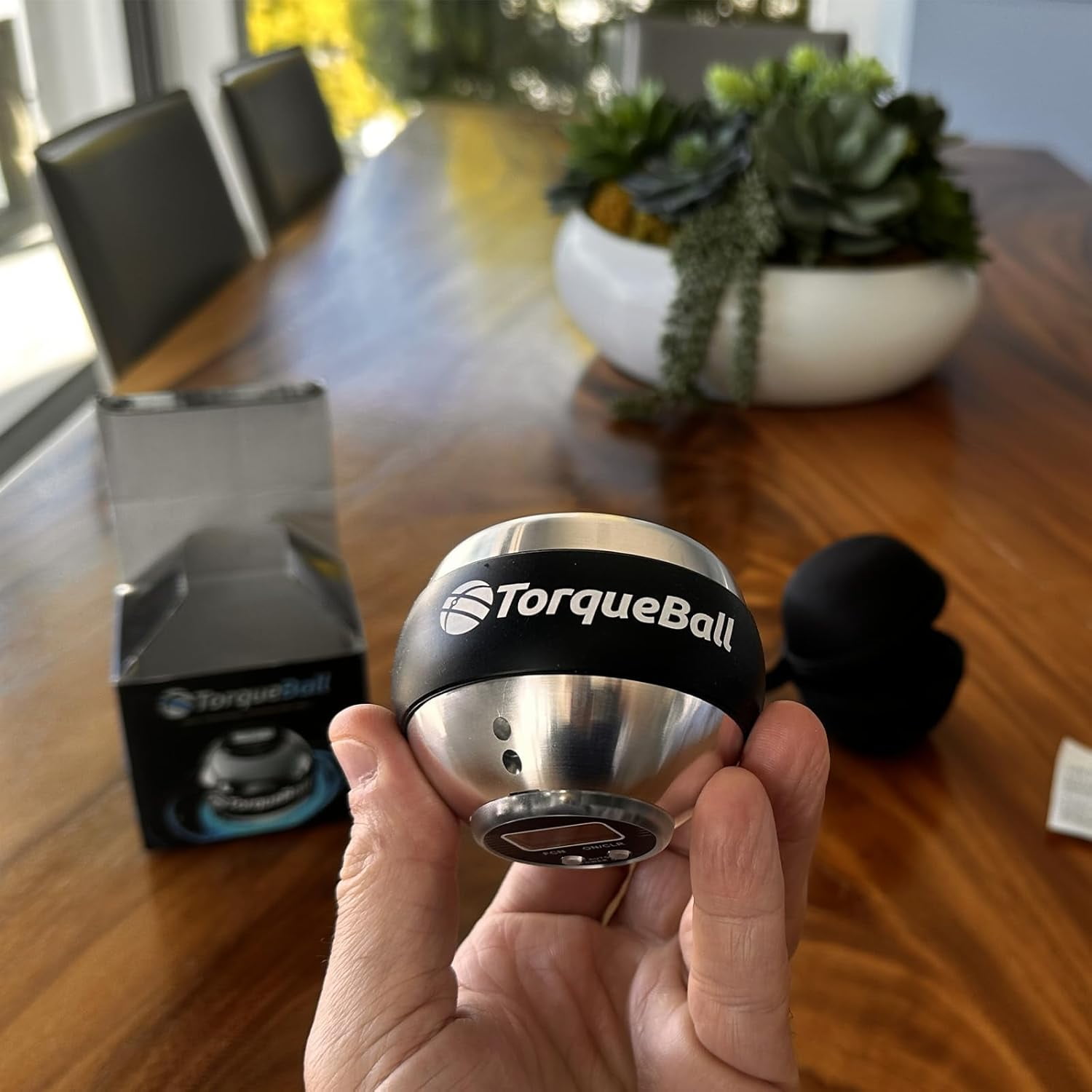 TorqueBall Hand Exerciser with Counter - Auto-Start Gyroscopic Wrist Trainer for Seniors and Hand Strength