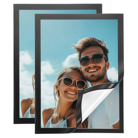 Uxcell 2Pcs Magnetic Sign Holder, 8" x 11.5" Self-Adhesive Signs Holder, Black