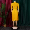 thumbnail image 6 of AURA Plus Size Women Pleated High Waist Midi Dress Half Turtleneck Button Elegant Autumn Dress, 6 of 8
