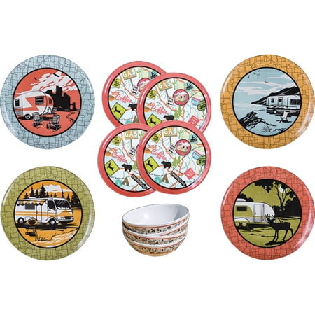 Camp Casual CC-001 RV Camping 12-Piece Outdoor Dinnerware Dish Set ...