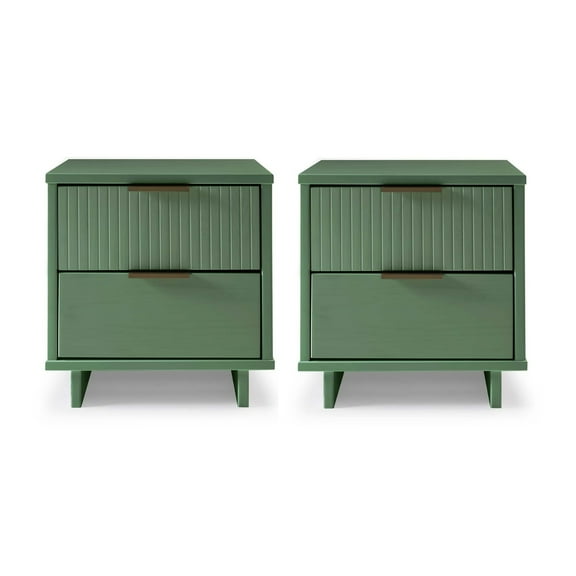 Manhattan Comfort Granville Nightstand 2.0 in Sage Green - Solid Wood - Set of 2