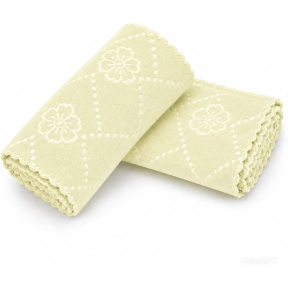 Soft Cotton Hand Towels Pack of 2 – Absorbent Reusable Washcloths for Bathroom, Kitchen & Face, Quick Dry, Machine Washable, 10 x 10 Inch (Lemon Yellow)