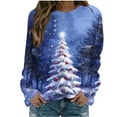 thumbnail image 2 of Women's Christmas Sweatshirt Christmas tree Graphic Print Long Sleeve Crewneck Pullover Loose Casual Holiday Party Ugly Xmas Top, 2 of 6