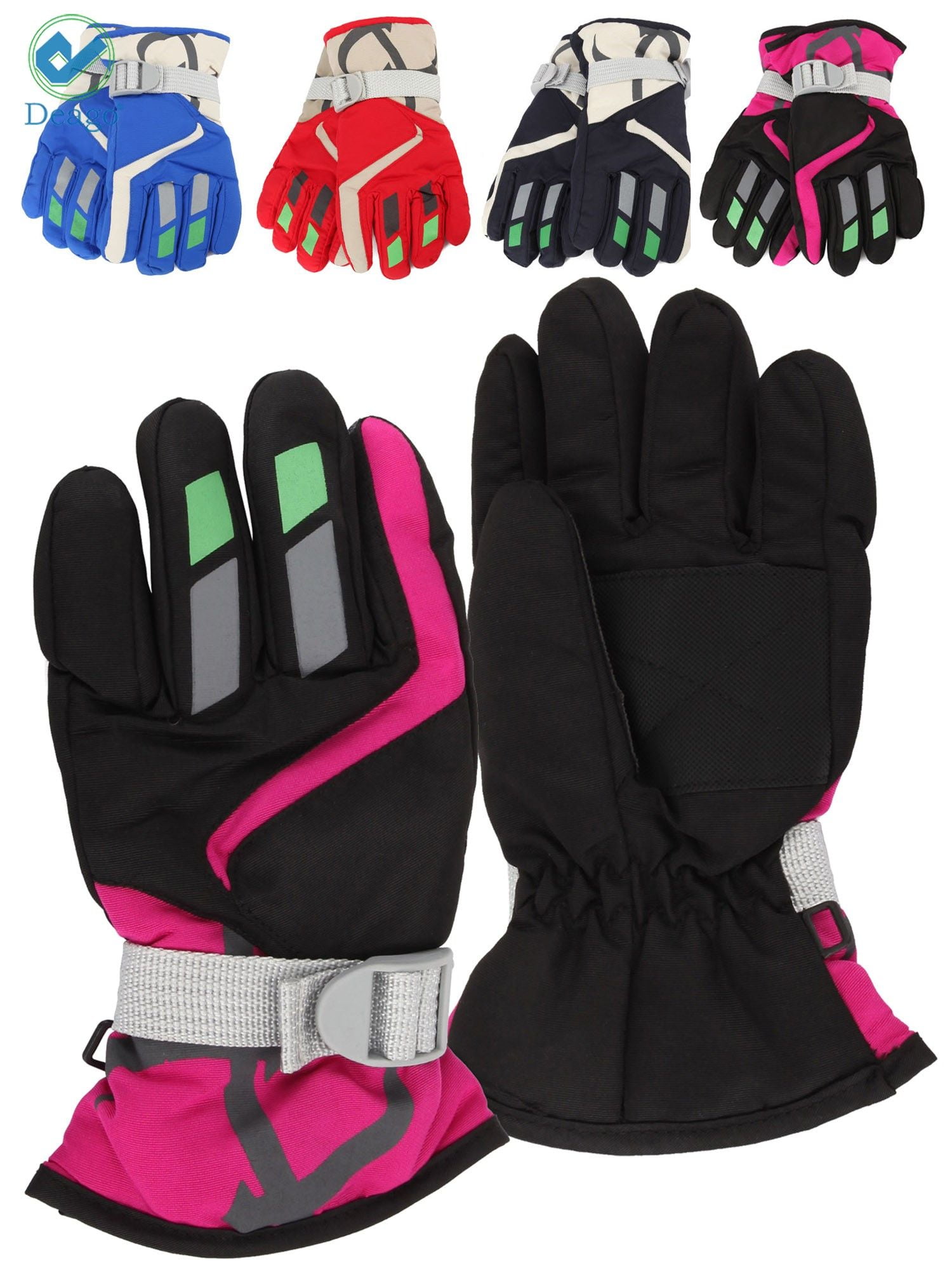waterproof ski gloves black kids navy 